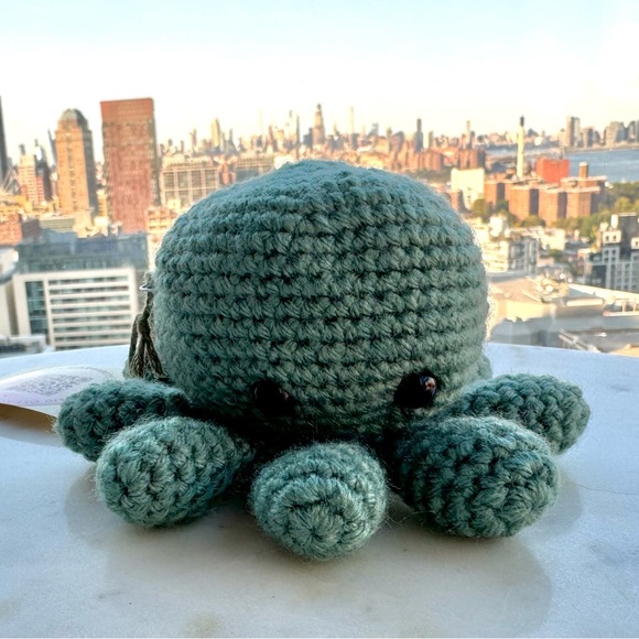 Handcrafted Crochet Teal Octopus Plushie - Picture 2 of 5